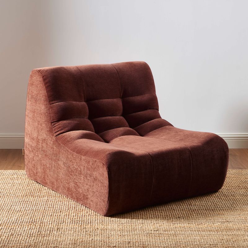 Ensemble banquette et chauffeuse JANIS modulable 3 places velours bordeaux