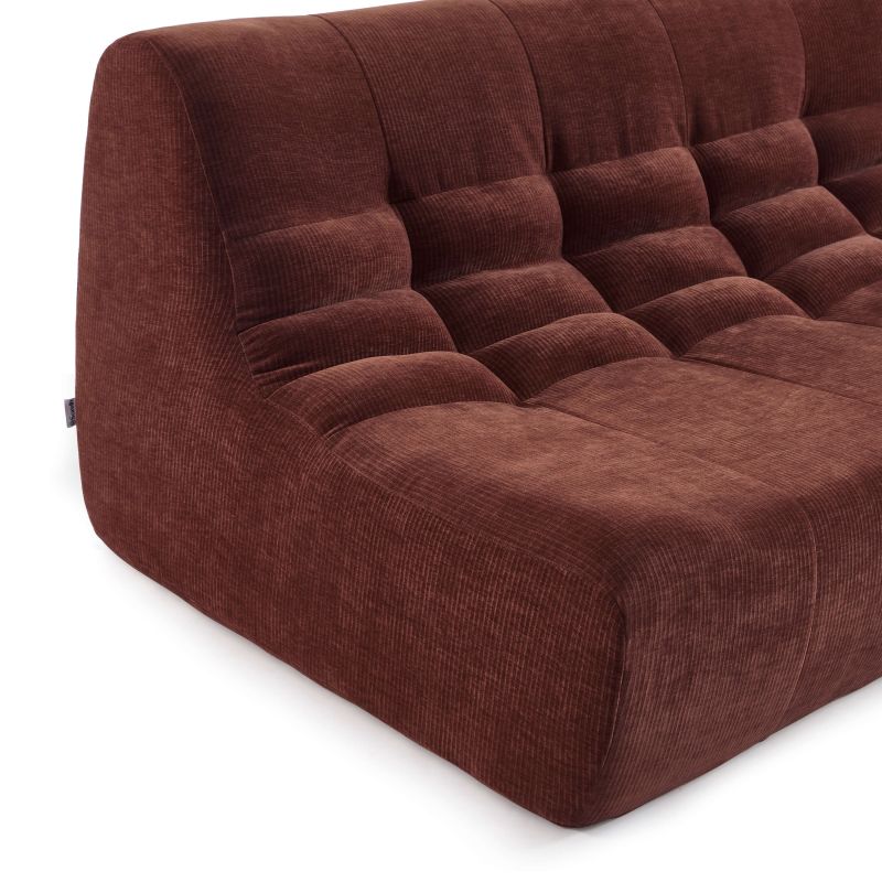 Ensemble banquette et chauffeuse JANIS modulable 3 places velours bordeaux