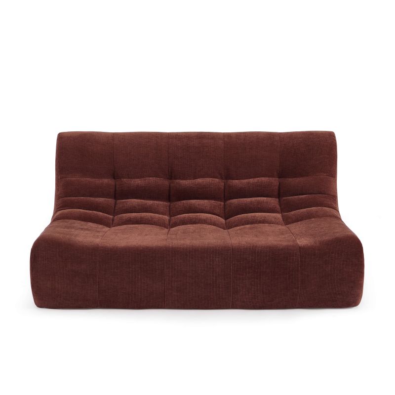 Ensemble banquette et chauffeuse JANIS modulable 3 places velours bordeaux