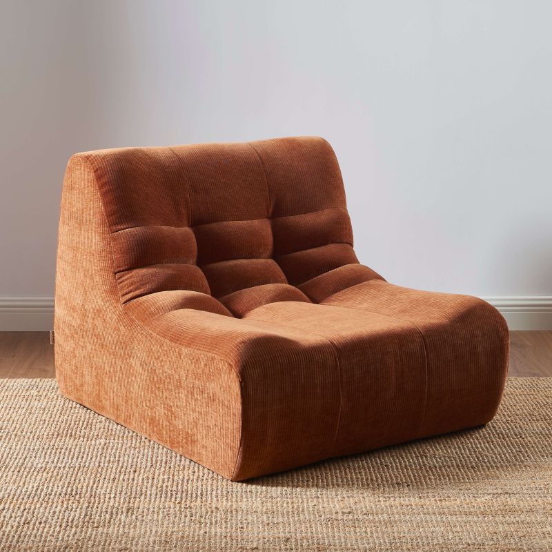 Ensemble banquette et chauffeuse JANIS modulable 3 places velours terracotta