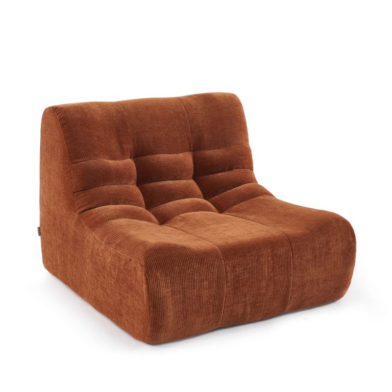 Ensemble banquette et chauffeuse JANIS modulable 3 places velours terracotta