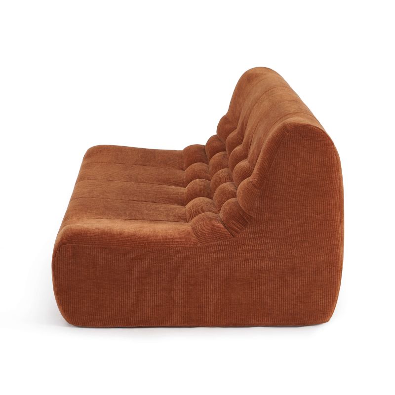 Ensemble banquette et chauffeuse JANIS modulable 3 places velours terracotta