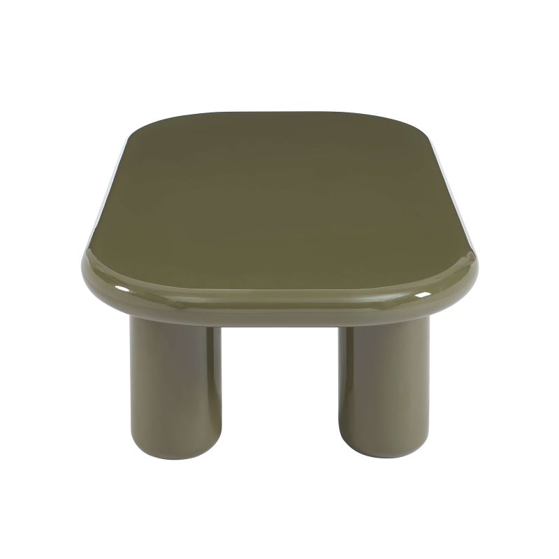 Table basse MOXY finition laquée brillante vert olive 120cm