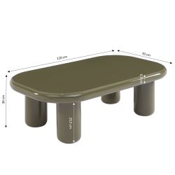 Table basse MOXY finition laquée brillante vert olive 120cm