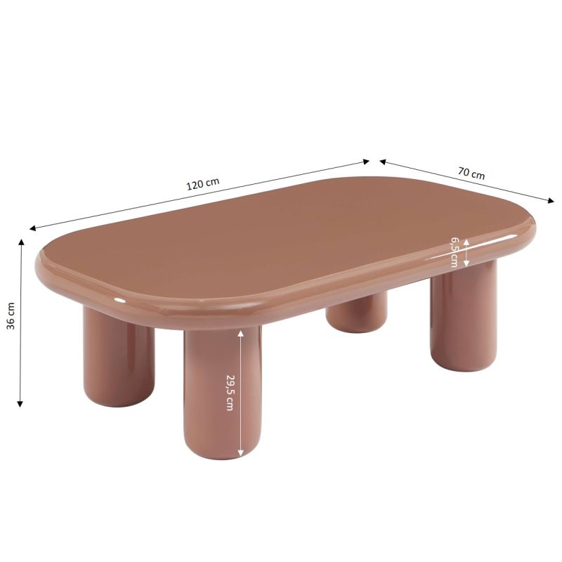 Table basse MOXY finition laquée brillante moka 120cm