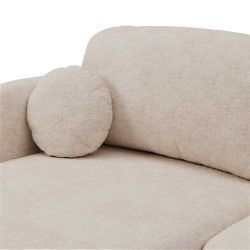 Canapé droit convertible CARLOTTA 3 places tissu bouclette grège