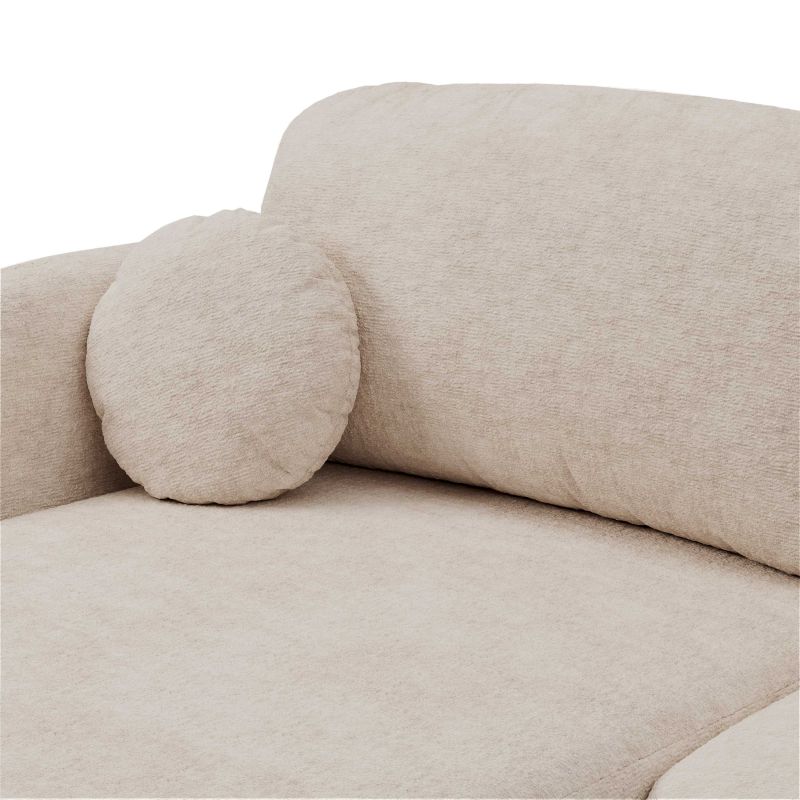 Canapé droit convertible CARLOTTA 3 places tissu bouclette grège