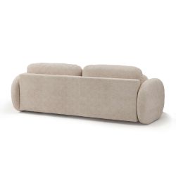 Canapé droit convertible CARLOTTA 3 places tissu bouclette grège