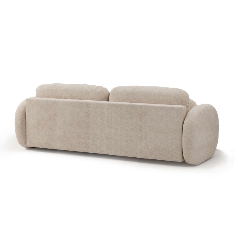Canapé droit convertible CARLOTTA 3 places tissu bouclette grège