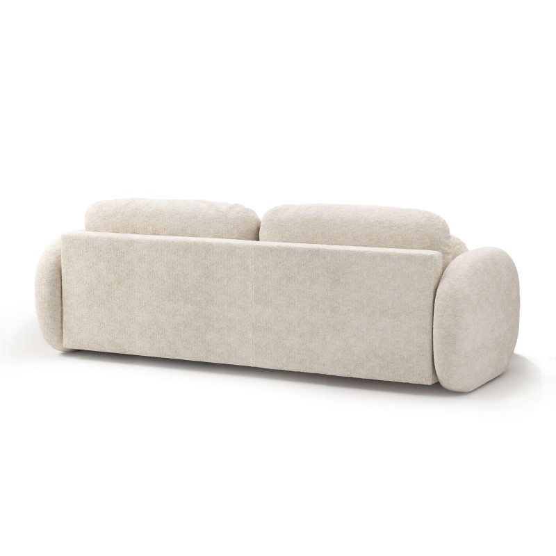 Canapé droit convertible CARLOTTA 3 places tissu chenille écru