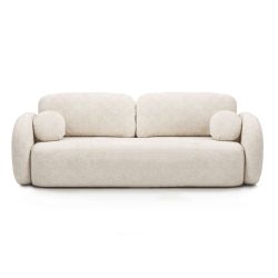 Canapé droit convertible CARLOTTA 3 places tissu chenille écru