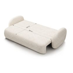 Canapé droit convertible CARLOTTA 3 places tissu chenille écru