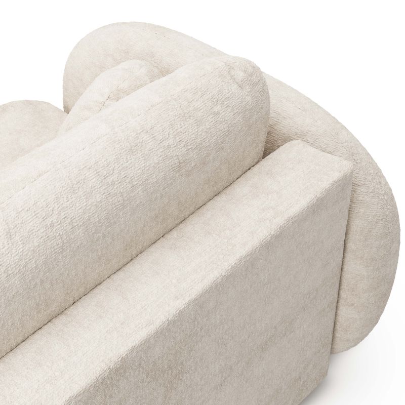 Canapé droit convertible CARLOTTA 3 places tissu chenille écru