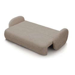 Canapé droit convertible CARLOTTA 3 places tissu bouclette taupe