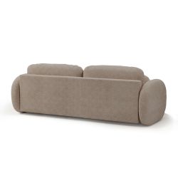 Canapé droit convertible CARLOTTA 3 places tissu bouclette taupe