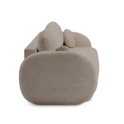 Canapé droit convertible CARLOTTA 3 places tissu bouclette taupe