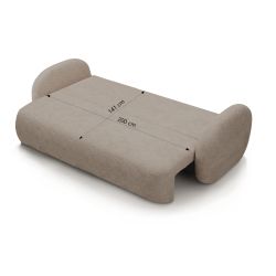 Canapé droit convertible CARLOTTA 3 places tissu bouclette taupe