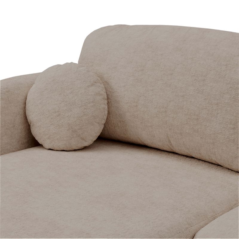 Canapé droit convertible CARLOTTA 3 places tissu bouclette taupe