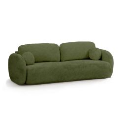 Canapé droit convertible CARLOTTA 3 places tissu chenille vert kaki