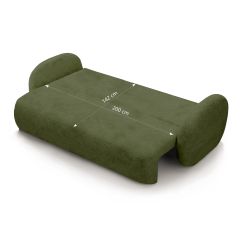 Canapé droit convertible CARLOTTA 3 places tissu chenille vert kaki