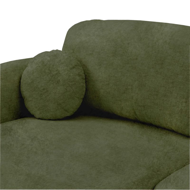 Canapé droit convertible CARLOTTA 3 places tissu chenille vert kaki