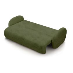 Canapé droit convertible CARLOTTA 3 places tissu chenille vert kaki