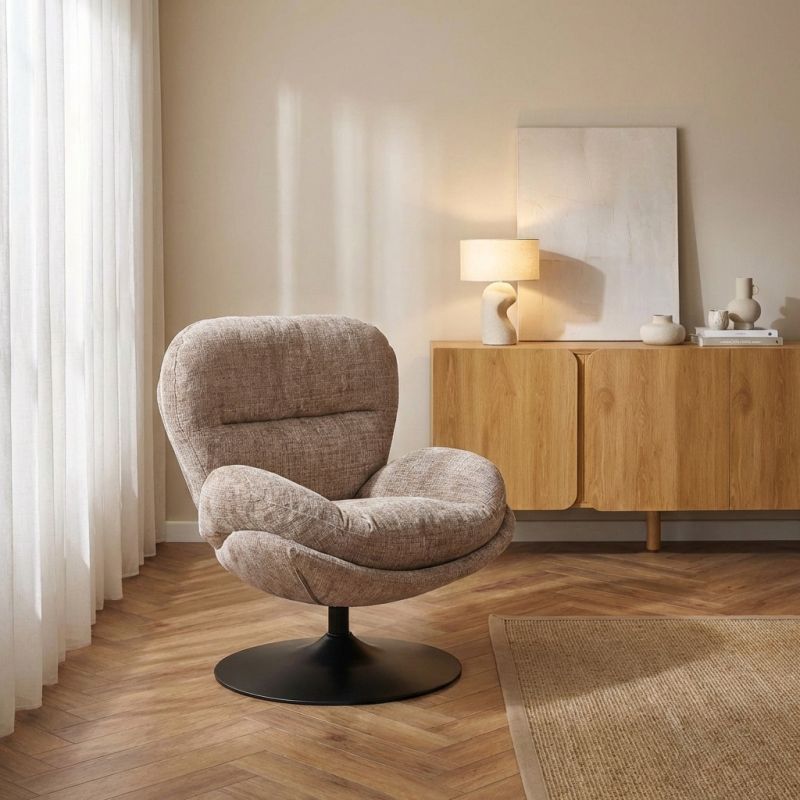 Fauteuil rotatif CERES 1 place tissu taupe