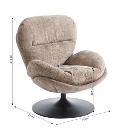 Fauteuil rotatif CERES 1 place tissu taupe