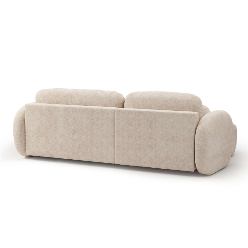 Canapé d'angle gauche convertible CARLOTTA 4 places tissu bouclette grège
