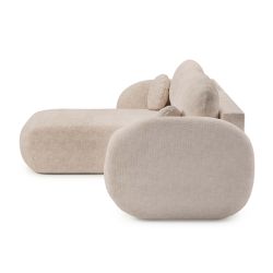 Canapé d'angle gauche convertible CARLOTTA 4 places tissu bouclette grège
