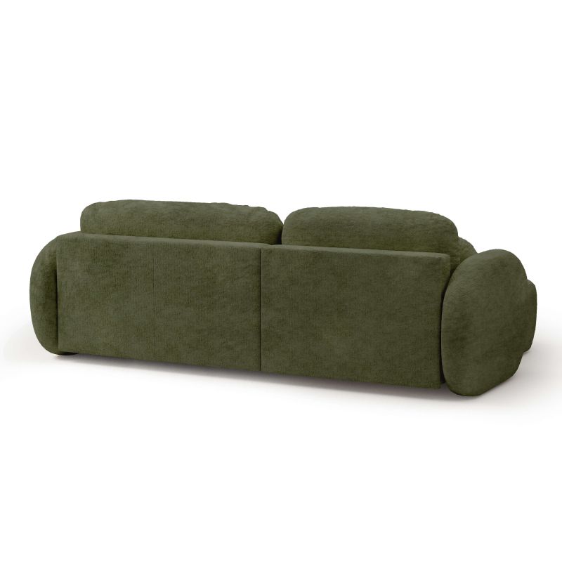 Canapé d'angle gauche convertible CARLOTTA 4 places tissu chenille vert kaki