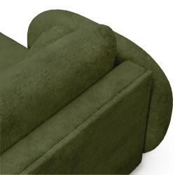 Canapé d'angle gauche convertible CARLOTTA 4 places tissu chenille vert kaki