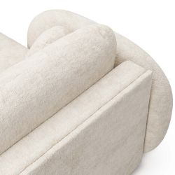 Canapé d'angle gauche convertible CARLOTTA 4 places tissu chenille écru