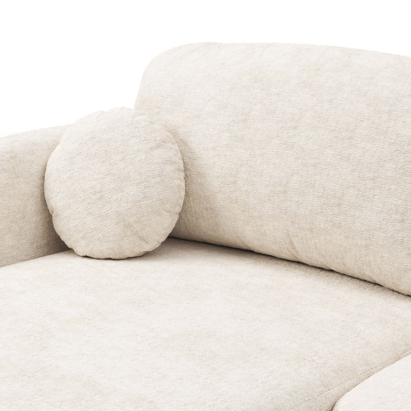 Canapé d'angle gauche convertible CARLOTTA 4 places tissu chenille écru