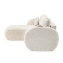 Canapé d'angle gauche convertible CARLOTTA 4 places tissu chenille écru