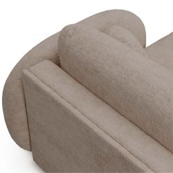 Canapé d'angle droit convertible CARLOTTA 4 places tissu bouclette taupe