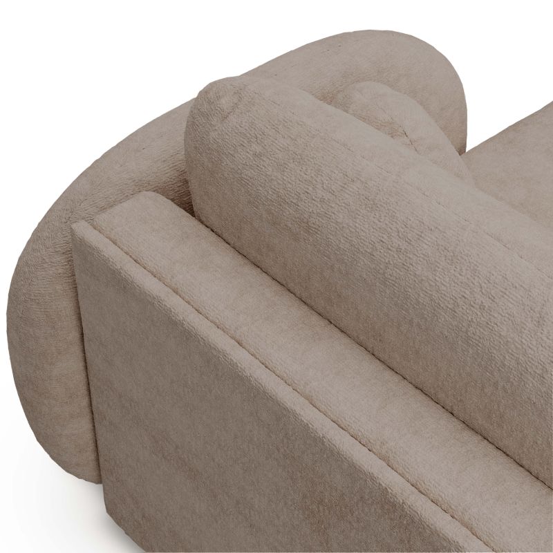 Canapé d'angle droit convertible CARLOTTA 4 places tissu bouclette taupe
