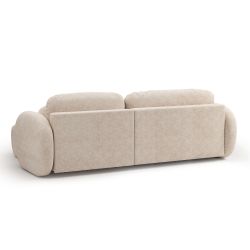 Canapé d'angle droit convertible CARLOTTA 4 places tissu bouclette grège