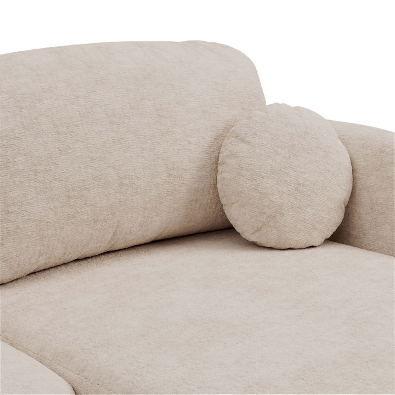 Canapé d'angle droit convertible CARLOTTA 4 places tissu bouclette grège