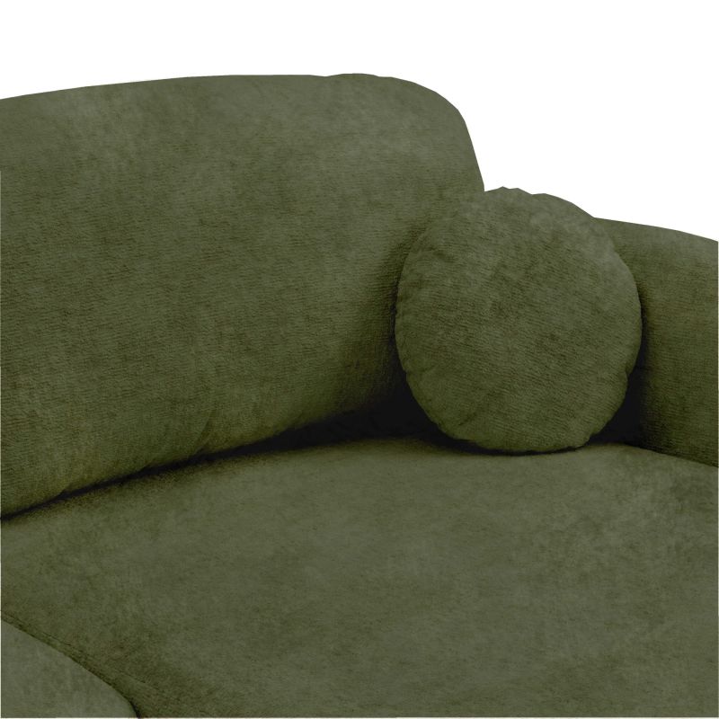 Canapé d'angle droit convertible CARLOTTA 4 places tissu chenille vert kaki