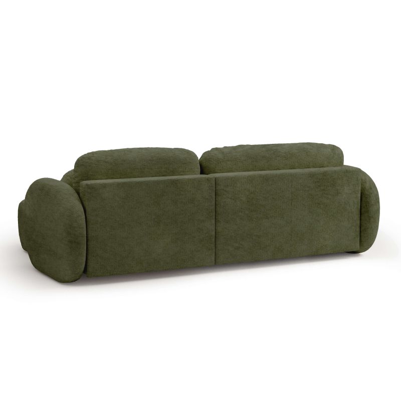 Canapé d'angle droit convertible CARLOTTA 4 places tissu chenille vert kaki