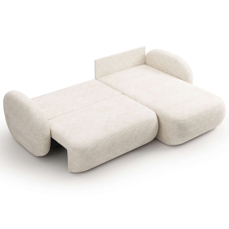 Canapé d'angle droit convertible CARLOTTA 4 places tissu chenille écru