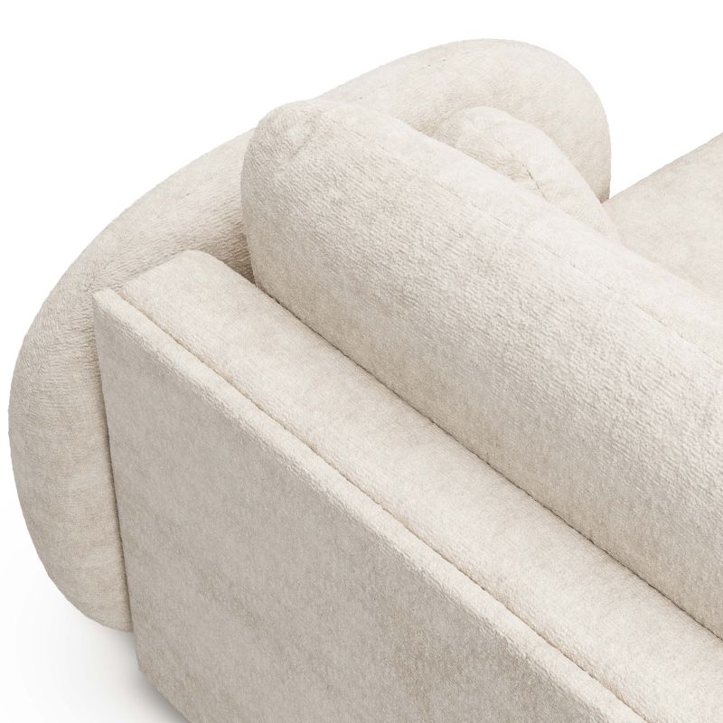 Canapé d'angle droit convertible CARLOTTA 4 places tissu chenille écru