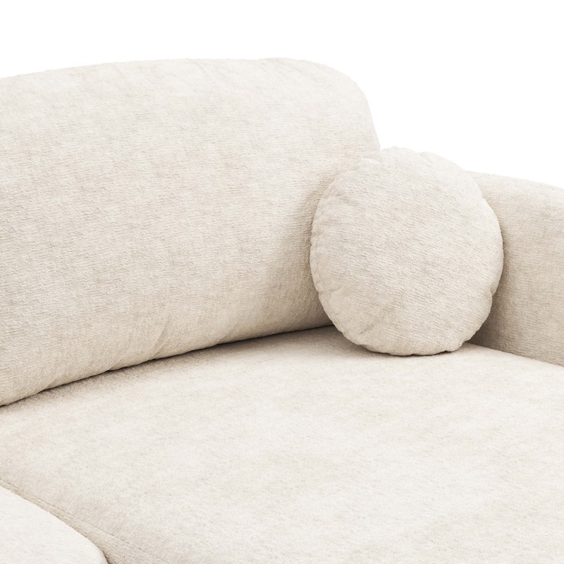 Canapé d'angle droit convertible CARLOTTA 4 places tissu chenille écru