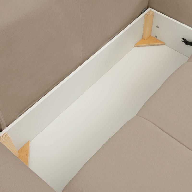 Canapé d'angle convertible et réversible COMO 4 places tissu chenille grège
