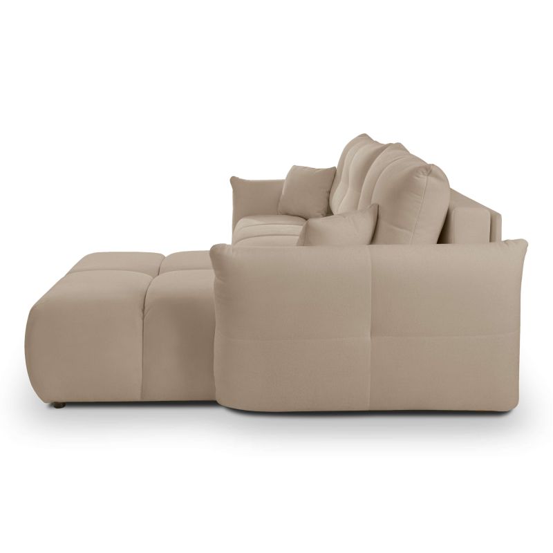 Canapé d'angle convertible et réversible COMO 4 places tissu chenille grège