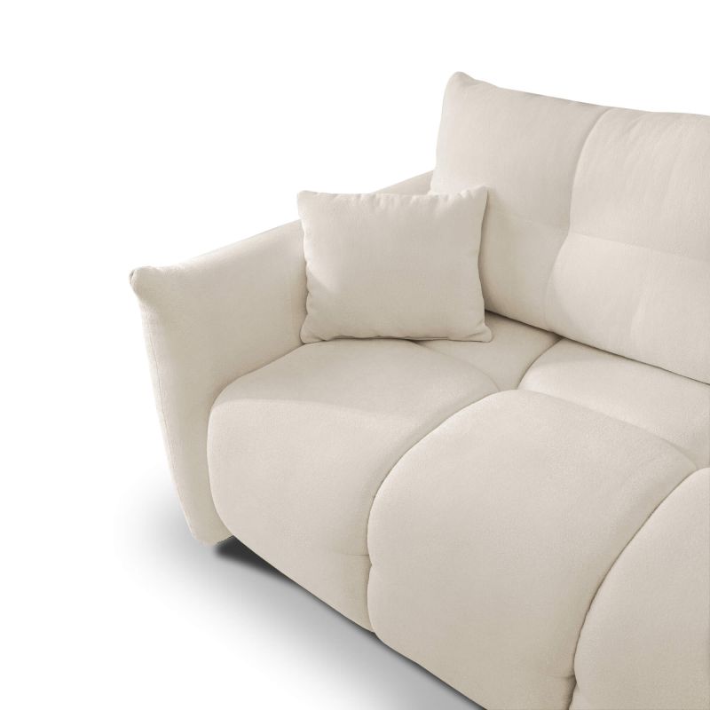 Canapé d'angle convertible et réversible COMO 4 places tissu chenille écru