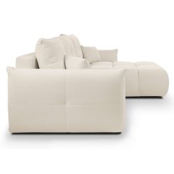 Canapé d'angle convertible et réversible COMO 4 places tissu chenille écru