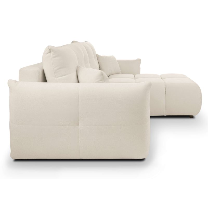 Canapé d'angle convertible et réversible COMO 4 places tissu chenille écru