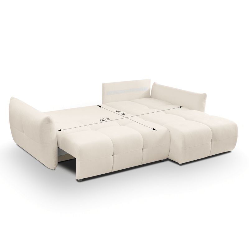 Canapé d'angle convertible et réversible COMO 4 places tissu chenille écru